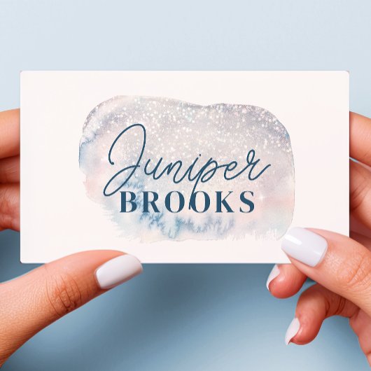 Frosted Blue Glitter Social Media QR-code Visitekaartje