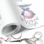 Frosted Blue Pine Blush Pink Ornament Holiday Wrap Cadeaupapier