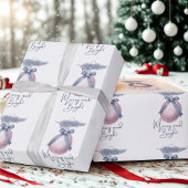 Frosted Blue Pine Blush Pink Ornament Holiday Wrap Cadeaupapier