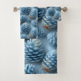 Frosted Blue Pinecones Bad Handdoek