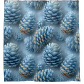Frosted Blue Pinecones Douchegordijn (Voorkant)