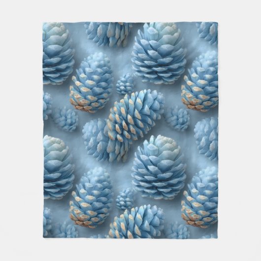 Frosted Blue Pinecones Fleece Deken (Voorkant)