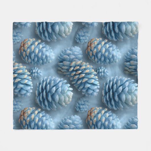 Frosted Blue Pinecones Fleece Deken (Voorkant (Horizontaal))