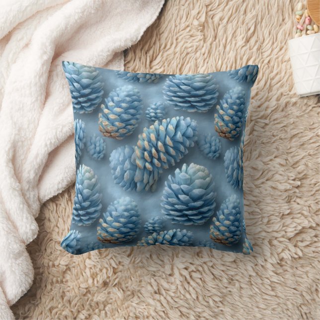Frosted Blue Pinecones Kussen (Deken)