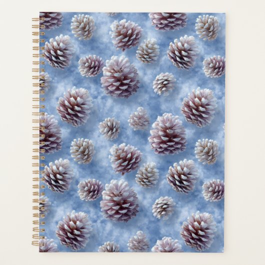 Frosted Blue Pinecones Pattern Sierkussen Planner (Voorkant)