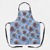Frosted Blue Pinecones Pattern Sierkussen Schort (Voorkant)