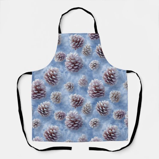 Frosted Blue Pinecones Pattern Sierkussen Schort (Voorkant)
