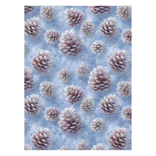 Frosted Blue Pinecones Pattern Sierkussen Tafelkleed (Voorkant)