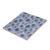 Frosted Blue Pinecones Pattern Sierkussen Tegeltje (Zijkant)