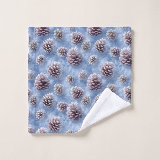 Frosted Blue Pinecones Pattern Throw Pillow Bad Handdoek (Wasdoekje)