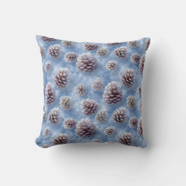 Frosted Blue Pinecones Pattern Throw Pillow Kussen