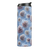 Frosted Blue Pinecones Pattern Throw Pillow Thermosbeker (Gedraaid links)