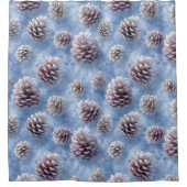Frosted Blue Pinecones Pattern Worpillow Douchegordijn (Voorkant)