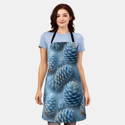 Frosted Blue Pinecones Schort (Gedragen)