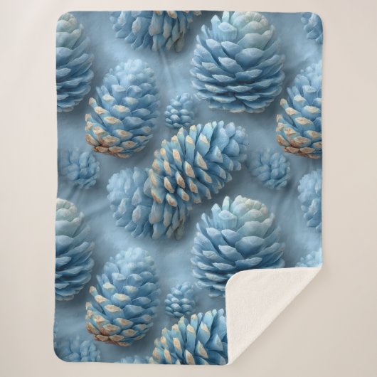Frosted Blue Pinecones Sherpa Deken (Voorkant)
