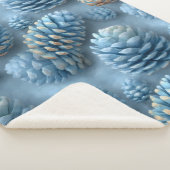Frosted Blue Pinecones Sherpa Deken (3/4)