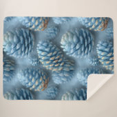 Frosted Blue Pinecones Sherpa Deken (Voorkant (horizontaal))