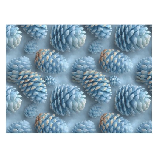 Frosted Blue Pinecones Tafelkleed (Voorkant (Horizontaal))