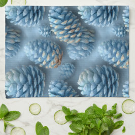 Frosted Blue Pinecones Theedoek