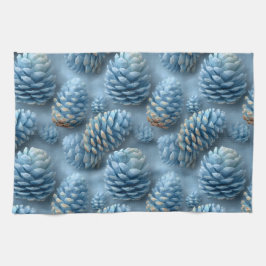 Frosted Blue Pinecones Theedoek
