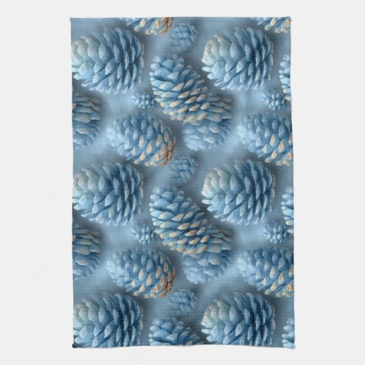Frosted Blue Pinecones Theedoek (Verticaal)