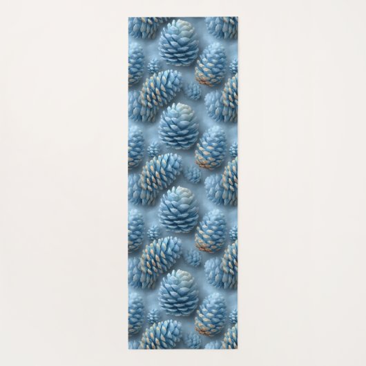 Frosted Blue Pinecones Yogamat (Achterkant)