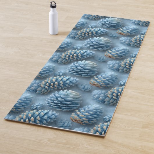 Frosted Blue Pinecones Yogamat (In situ)