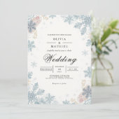 Frosted Blue Snowflakes Winter Wedding Kaart (Staand voorkant)