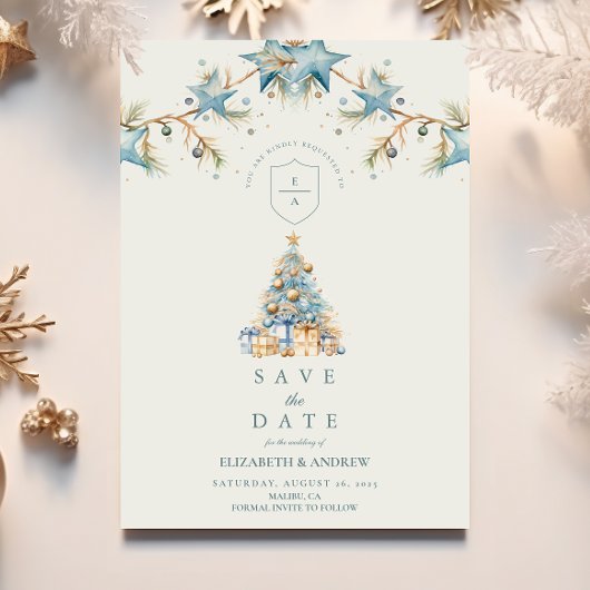 Frosted Blue Star Wedding Save The Date