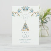 Frosted Blue Star Wedding Save The Date (Staand voorkant)