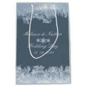 Frosted Blue Winter Wedding Custom Medium Cadeauzakje (Voorkant)