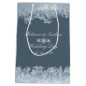 Frosted Blue Winter Wedding Custom Medium Cadeauzakje (Achterkant)