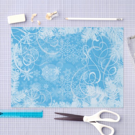 Frosted Blue Winter wervelingen en sneeuwvlokken Tissuepapier (Craft)