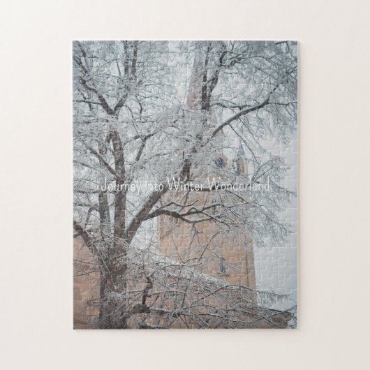 Frosted bomen en een majestueuze kathedraal legpuzzel (Verticaal)