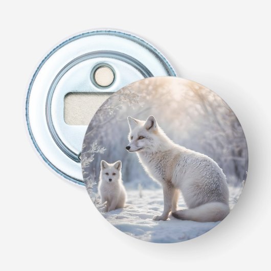 Frosted Bonds: de poolvos en haar welp Button Flesopener (Voorkant)