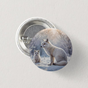 Frosted Bonds: de poolvos en haar welp Ronde Button 3,2 Cm