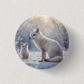 Frosted Bonds: de poolvos en haar welp Ronde Button 3,2 Cm (Voorkant)