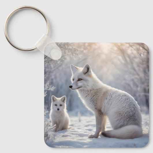 Frosted Bonds: de poolvos en haar welp Sleutelhanger (Voorkant)