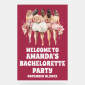 Frosted Bourgogne Acryl Bachelorette Welkom Teken Bord (Voorkant)