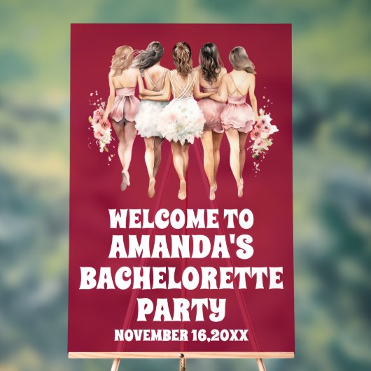 Frosted Bourgogne Acryl Bachelorette Welkom Teken Bord (Neutraal)