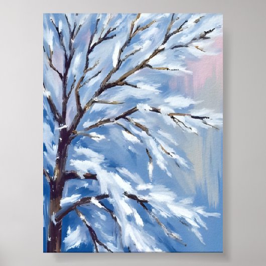 Frosted Branches | Winter Snow Tree Painting Poster (Voorkant)