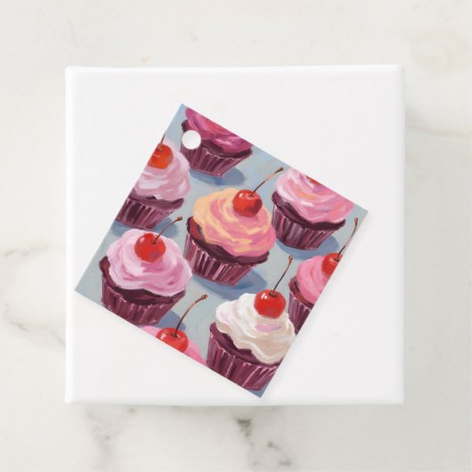 Frosted Cherry Cupcakes | verjaardagsfeest Bedankjes Labels (In situ)