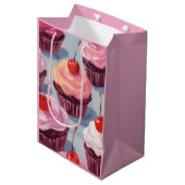 Frosted Cherry Cupcakes | verjaardagsfeest Medium Cadeauzakje (Voorkant Gekanteld)