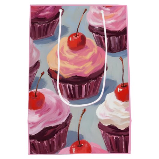 Frosted Cherry Cupcakes | verjaardagsfeest Medium Cadeauzakje (Achterkant)