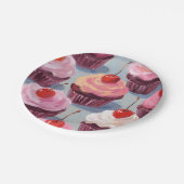 Frosted Cherry Cupcakes | verjaardagsfeest Papieren Bordje (Gekanteld)