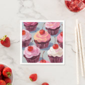 Frosted Cherry Cupcakes | verjaardagsfeest Servet (Insitu)