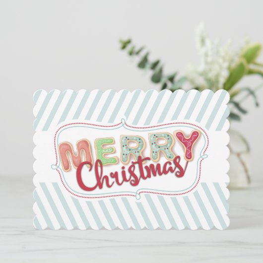 Frosted Christmas koekjes uit de keuken van de kaa Feestdagenkaart (Staand voorkant)