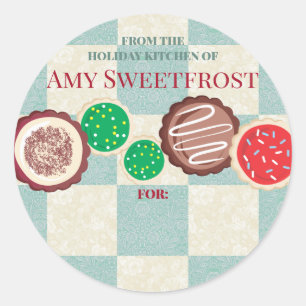 Frosted Christmas koekjes "zelfgemaakt door" naar Ronde Sticker