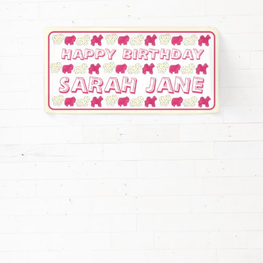 Frosted Circus Animal Cookies Roze Witte sprinken Spandoek (Insitu)