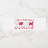 Frosted Circus Animal Cookies Roze Witte sprinken Waterfles Etiket (Enkel label)